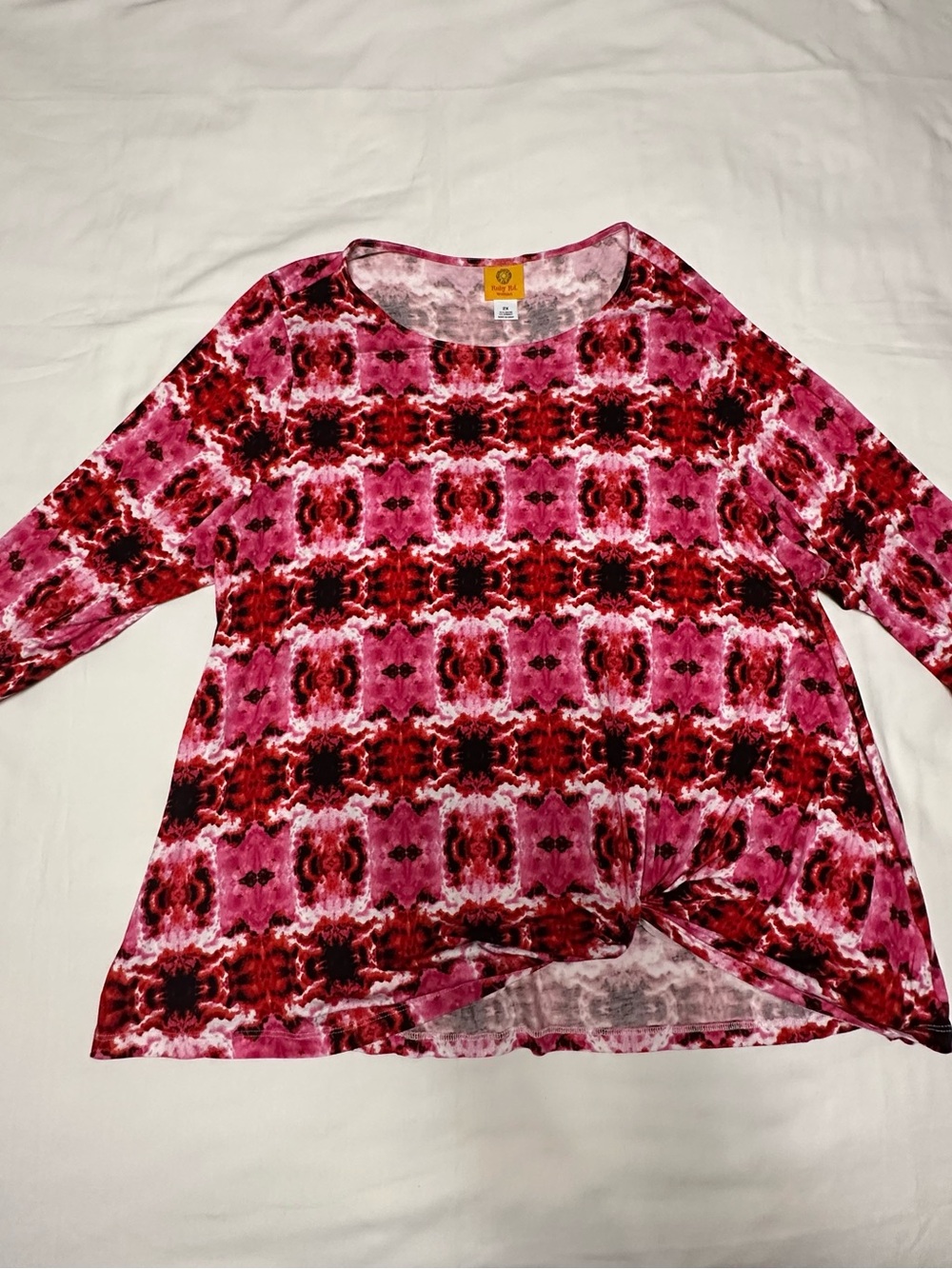 Ruby Road Pink & Red Patterned Women's Scoop Neck Top